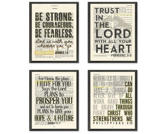ANY 4 Bible Verse Art Prints, Set of 4, UNFRAMED, You choose 4 verses from Our Shop, Christian art gift,All Sizes