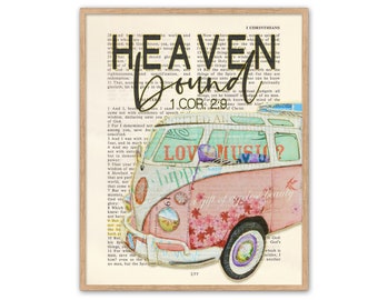 Vintage Bible page verse scripture - Heaven Bound - 1 Corinthians 2:9 ART PRINT or CANVAS christian gift, All Sizes