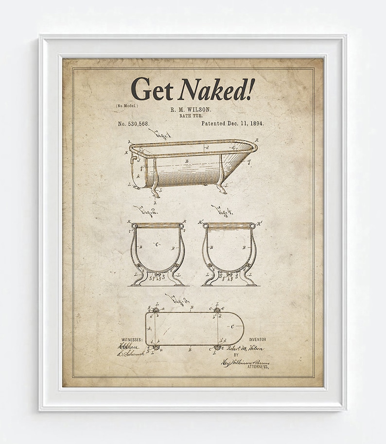 Bathroom Patent Wall Art Prints with Slogans Set of 4 Etsy