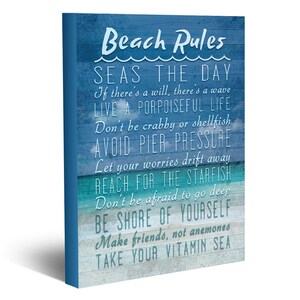 Beach Rules ART PRINT or CANVAS, Unframed, Ocean Sea Coastal Nautical ...