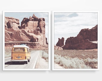 Arizona Van Photography Prints, Set of 2: Vintage Adventure Wall Art