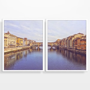 Vintage Florence Italy Ponte Vecchio Bridge Photography Prints, Set of 2, UNFRAMED, Firenze Italian Wall Art Decor Poster, All Sizes