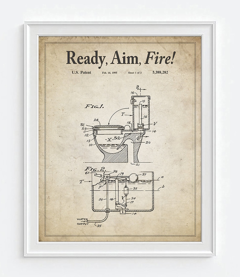 Bathroom Patent Wall Art Prints With Slogans Set of 4 Etsy