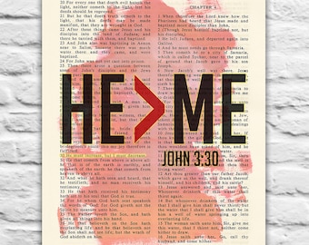 John 3:30 - He is Greater than Me - Vintage Bible printable DIGITAL , Diy Christian Gift, 8x10 & 11x14 Jpegs