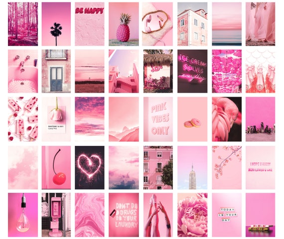 40 Piece Hot Pink Wall Boujee Aesthetic Collage Kit Teen Room - Etsy