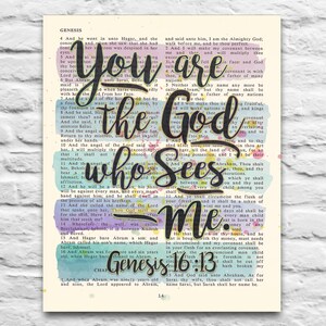 Genesis 16:13 - You are the God Who Sees Me- Vintage Bible page printable DIGITAL DOWNLOAD, Diy Christian Gift, 8x10 & 11x14 Jpegs