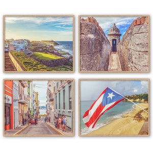 Vintage Vibrant Puerto Rico Photography Prints, Set of 4, UNFRAMED, San Juan, Castle, Coastal Home Wall Art Decor Poster, All Sizes