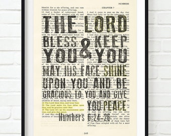 Numbers 6:24-26 Bible Verse Art Print or Canvas - Christian Gift