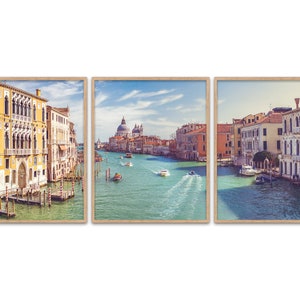 Venice Panoramic Photography Prints, Unframed, Set of 3, Boats, Canal, Coastal Home and Wall Decor, All Sizes