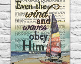 Even the Wind and Waves Obey Him - Matthew 8:27 Vintage Bible Verse Instant DIGITAL DOWNLOAD,16x20 & 20x24 Christian gift