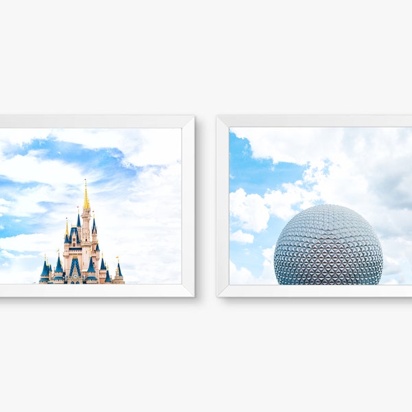 8x10, 11x14 Jpegs, DIGITAL DOWNLOADS, Printables, Disney Set, Magic Kingdom, Cinderellas Castle, Epcot, Wall Art Decor