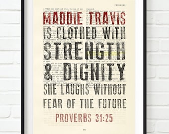 Personalized Proverbs 31:25 Scripture Art Print or Canvas