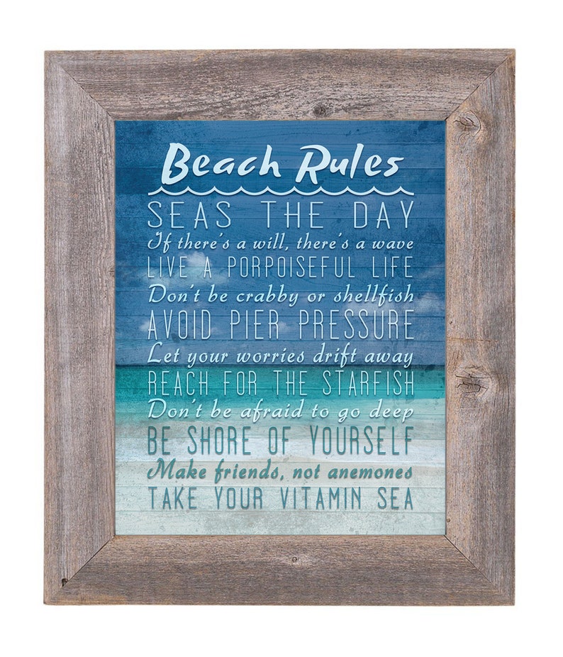 Beach Rules ART PRINT or CANVAS Unframed Ocean Sea Coastal - Etsy
