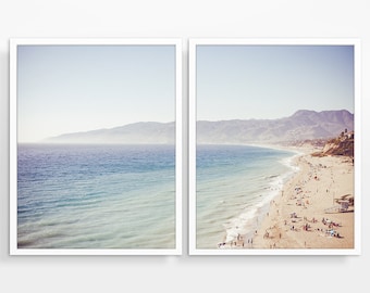 Malibu Beach Photography Prints, Set of 2, UNFRAMED, Coastal Decor, California photography, Nautical Wall Art Decor Poster, All Sizes