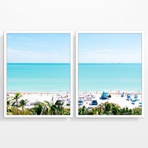 Miami Beach from Above Photography Prints, Set of 2, UNFRAMED, Coastal Decor Photography, Nautical Wall Art Decor Poster, All Sizes