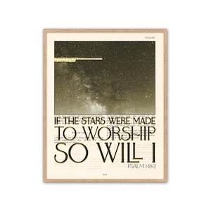 Si les étoiles étaient faites pour adorer, moi aussi, Psaume 148:3 ART PRINT ou CANVAS, Écriture de verset de page de la Bible, décoration murale chrétienne, toutes les tailles