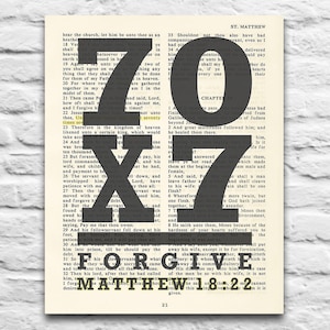 Vintage Bible page verse scripture Matthew 18:22 - Forgive 70x7 Instant DIGITAL DOWNLOAD, 8x10 11x14, Wedding gift, christian gift