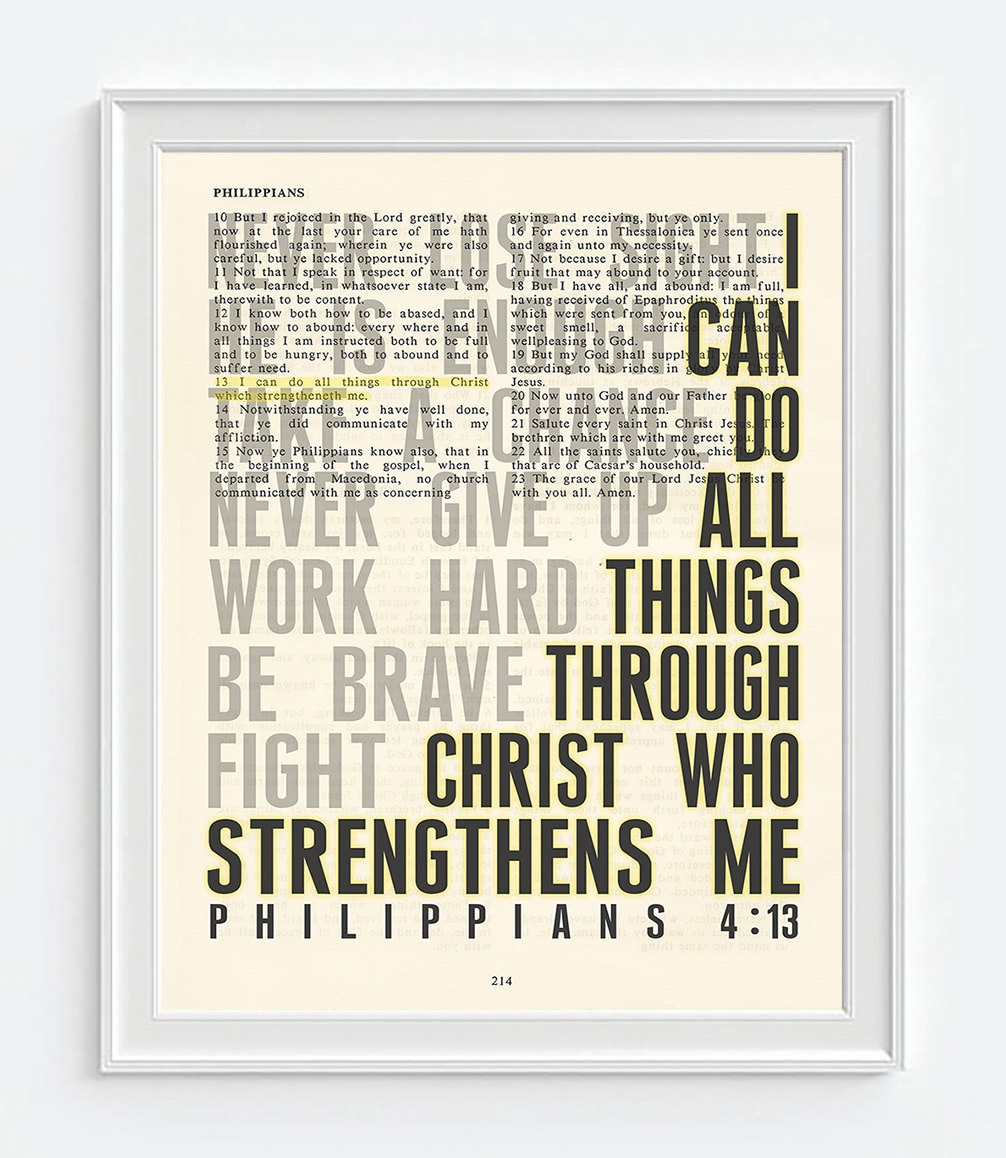 Philippians 4:13 Bible Verse Art Print - Christian Scripture Canvas - Etsy