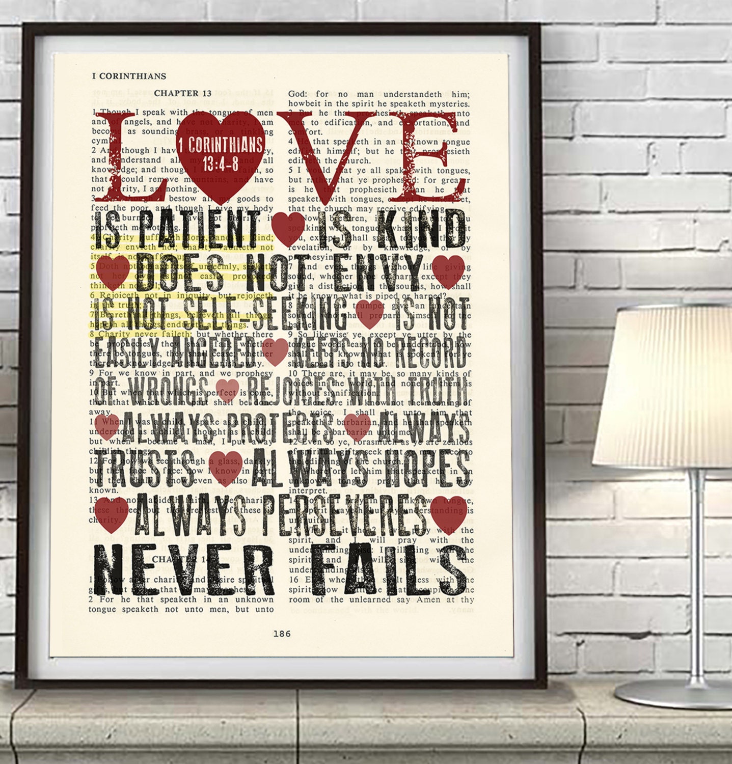 1 Corinthians 13 Love is Patient Art Print – Vintage Bible Verse ...
