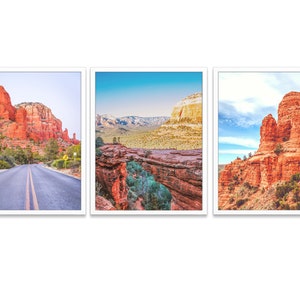 Desert Red Rock Park Sedona Arizona Photography Prints, Set of 3, UNFRAMED, Adventure Travel Home and Wall Art Decor Poster, All Sizes