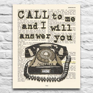 Jeremiah 33:3 - Call to Me and I will Answer You- Vintage Bible page printable DIGITAL DOWNLOAD, Diy Christian Gift, 8x10 & 11x14 Jpegs