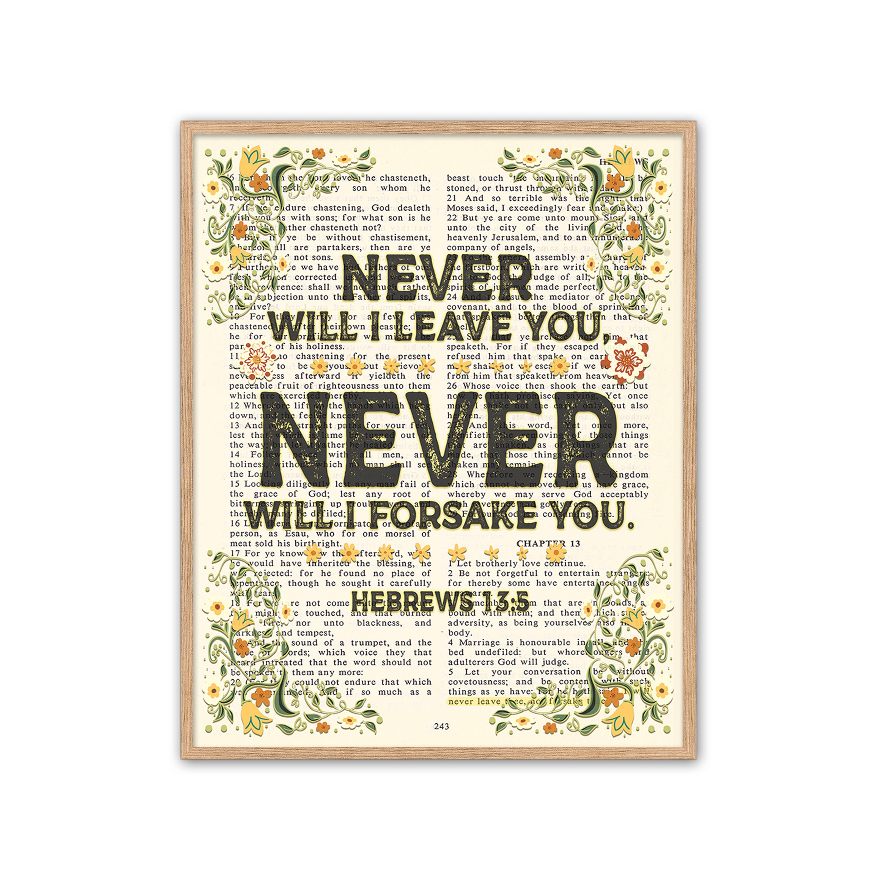 Never will I leave you Hebrews 13:5 ART PRINT or CANVAS -  Portugal