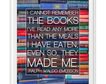 Ralph Waldo Emerson Quote Print: Literary Library Wall Art