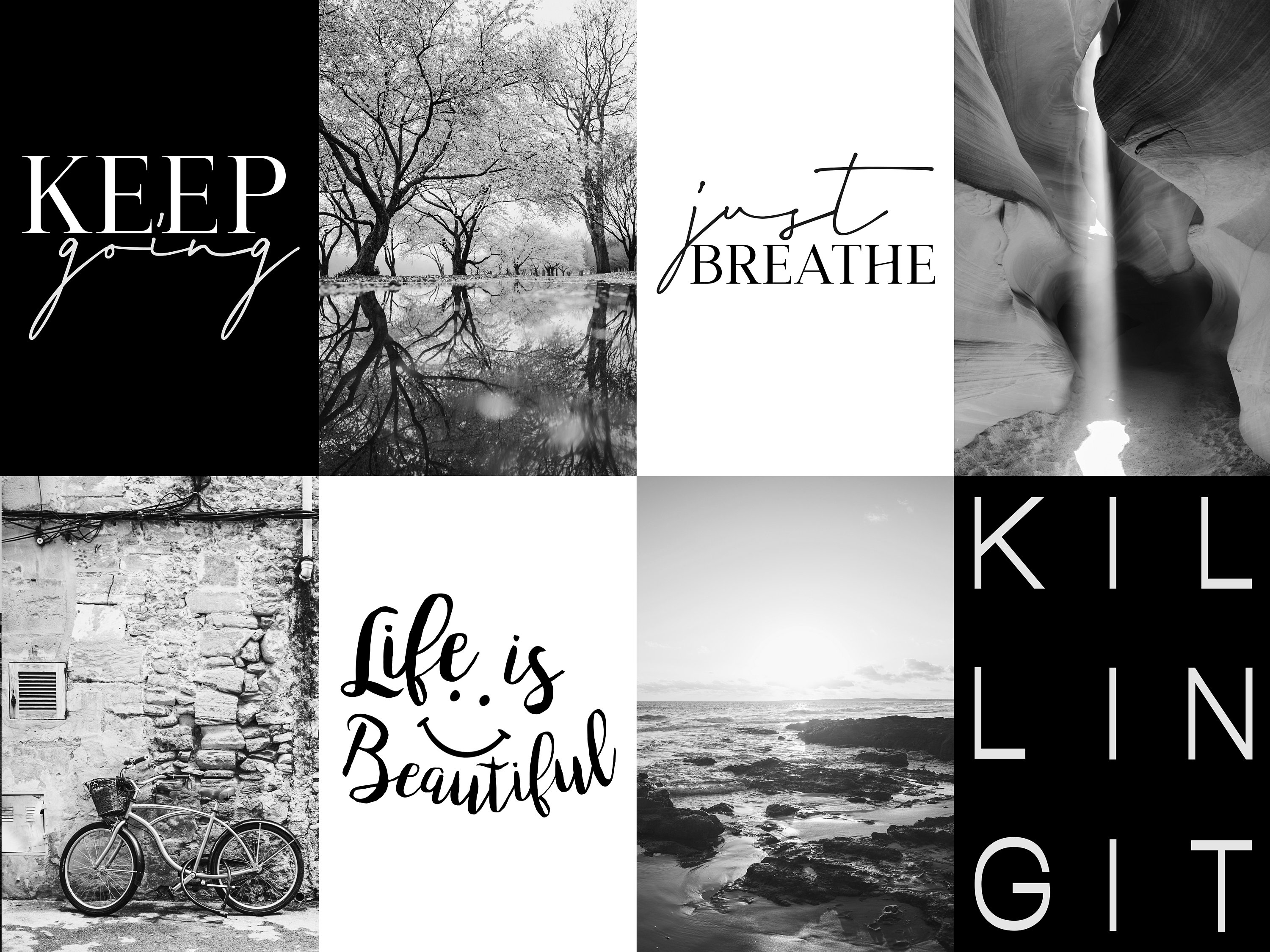 40 Piece Black and White Noir Photography Inspirational Quotes Etsy