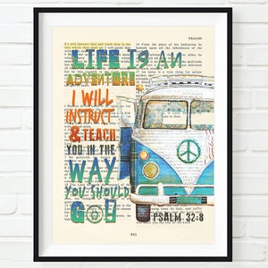 Psalm 32:8 Life is An Adventure, I Wil Instruct and Teach You Vintage Bible printable DIGITAL , Diy Christian Gift, 8x10 & 11x14 Jpegs image 4