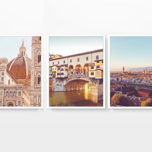 Vintage Florence Italy Photography Prints, Set of 3, UNFRAMED, Firenze, Ponte Vecchio, Duomo, Italy Home and Wall Art Decor Poster,All Sizes