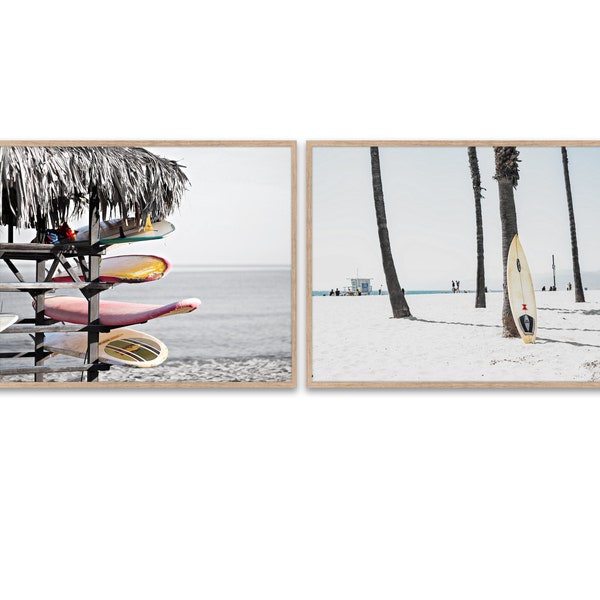 Vintage Faded Surfboards Photography Prints, Set of 2, UNFRAMED, Coastal Decor Photography, Nautical Wall Art Decor Poster, All Sizes