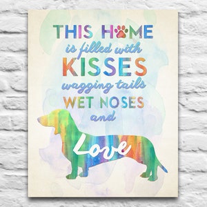 Dackel Aquarell Hund nach Hause Silhouette INSTANT DIGITAL BEDRUCKBARE für Sie zum Ausdrucken - Weihnachten Diy Geburtstag Einweihungsgeschenk