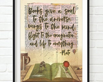 Plato Quote Dictionary Page Art Print, Vintage Style