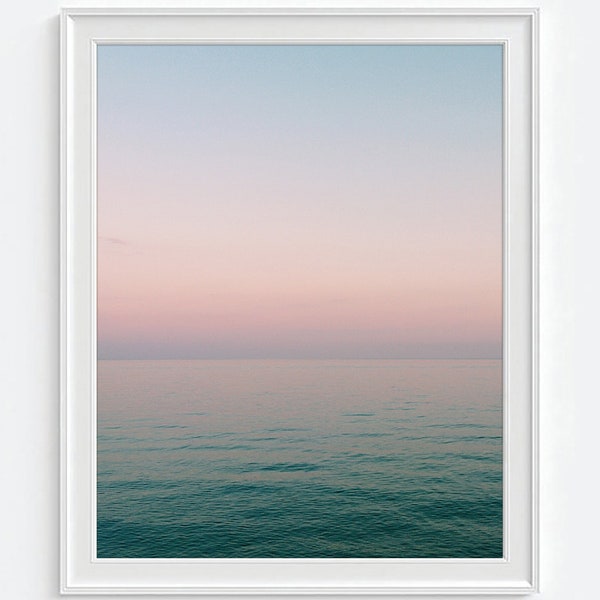 Sunset Sunrise Ocean Photography PRINT or CANVAS, Coastal beach nautical home wall decor, All Sizes