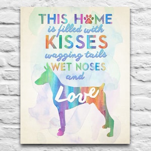 Dobermann Aquarell Hund nach Hause Silhouette INSTANT DIGITAL bedruckbare für Sie zum Ausdrucken - Weihnachten Diy Geburtstag Einweihungsgeschenk
