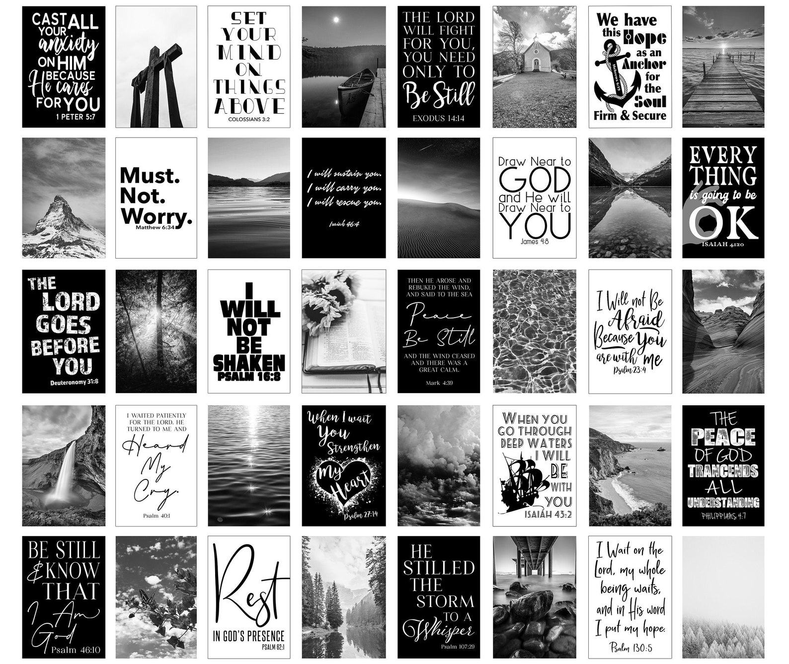 40 Piece Black & White Photography Inspirational Christian Etsy