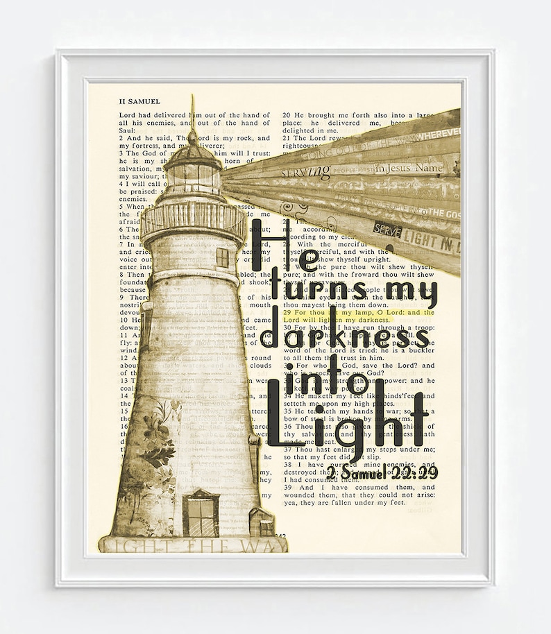 Lighthouse Bible Verse Art Print Christian Scripture Canvas Etsy