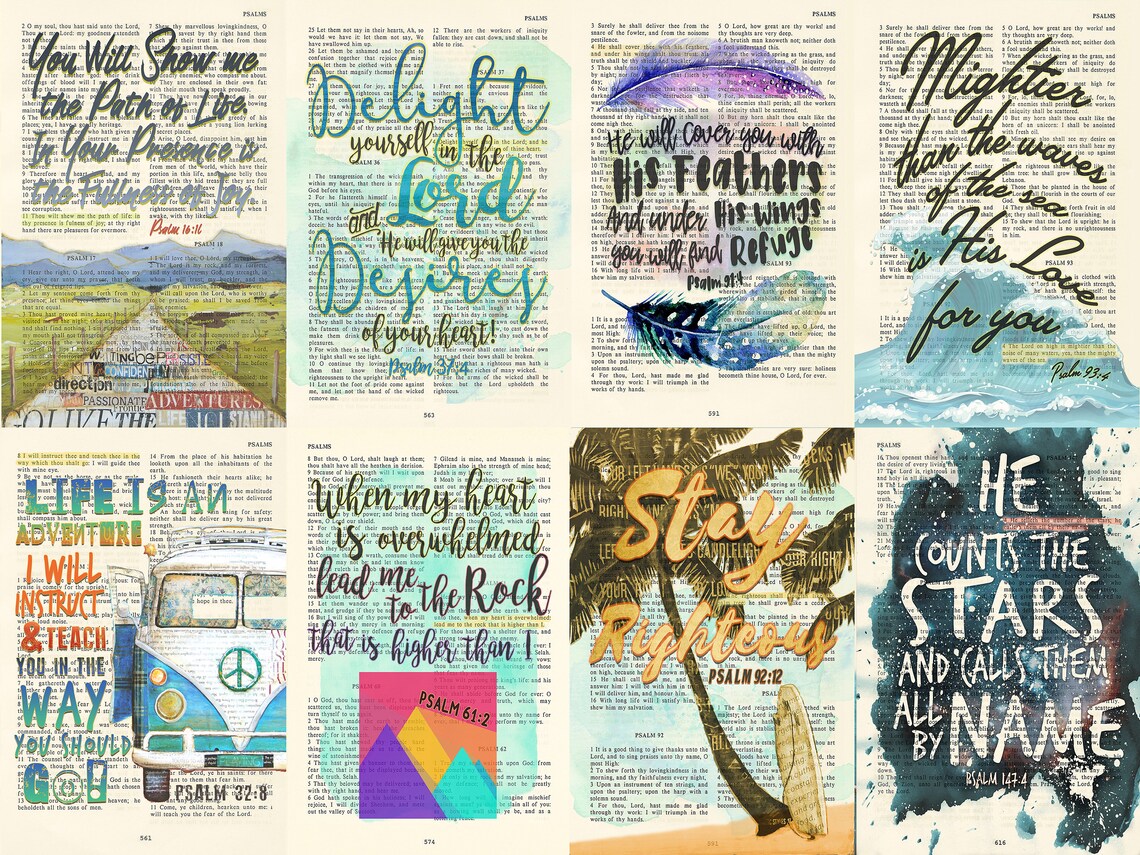 40 Piece Colorful Bible Page Verse Collage Kit Christian Etsy