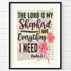 Psalm 23:1 Art Print – The Lord is My Shepherd, Bible Verse