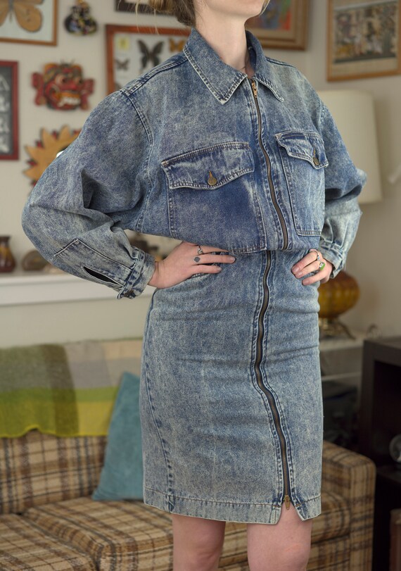 80s Acid Wash Pencil Dress