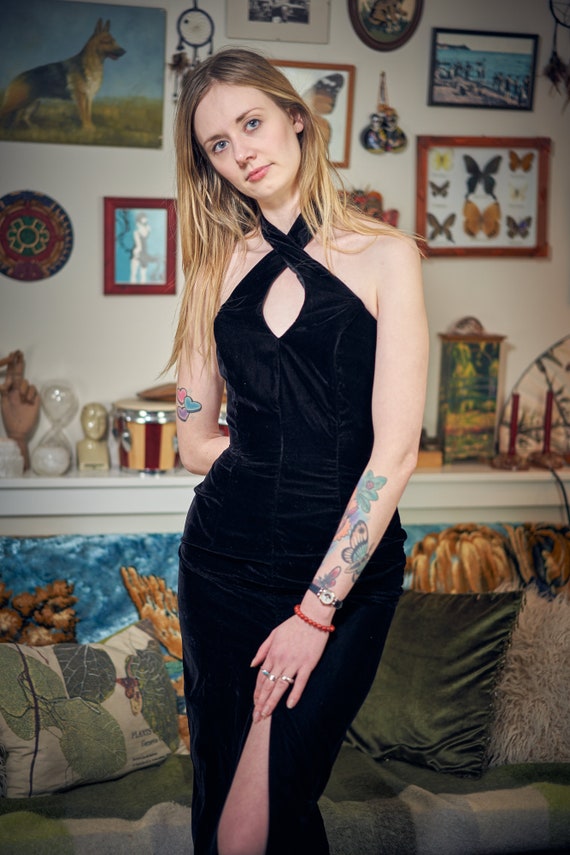 Black Velvet Evening Gown