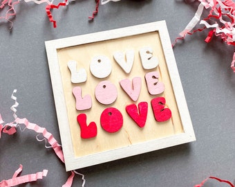 Retro LOVE Sign | Valentines Day Decor | Stand Alone Sign | Shelf Sitting Sign | Retro Valentines Day Sign | Home Decor | Holiday Decor