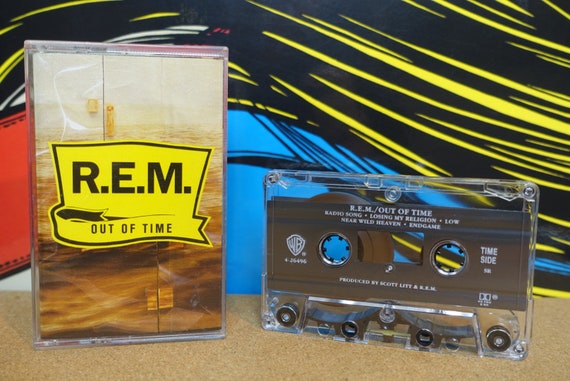 R.E.M. Cassette Tape, Out of Time, 1991 Warner Bros Records, Vintage Analog, Music Lover Gift