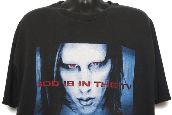 1998 Marilyn Manson Vintage T Shirt, Mar1lyn Man5on God Is In The TV, Rock is Dead, Mechanical Animals, 90s, Band T-Shirt, Winterland XL Tag