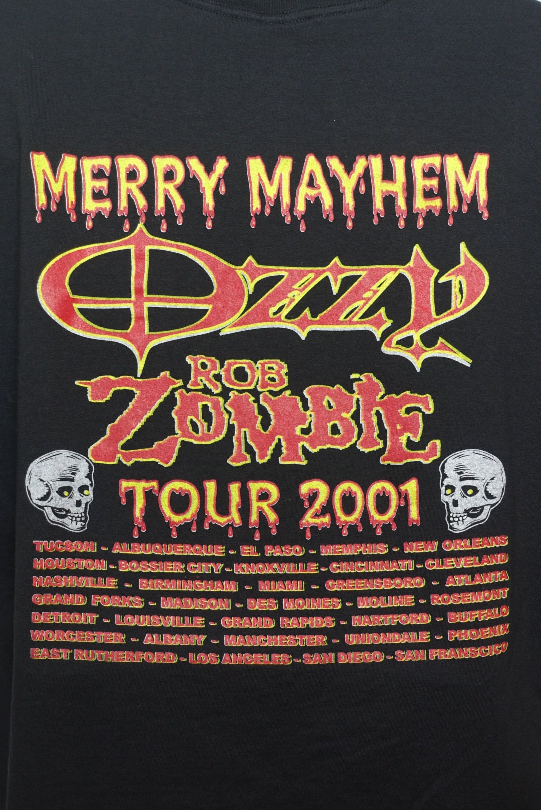 2001 Ozzy Osbourne Vintage T Shirt - Rob Zombie Merry MayHem 2001 Ozzy Osbourne Vintage T Shirt - Rob Zombie Merry MayHem