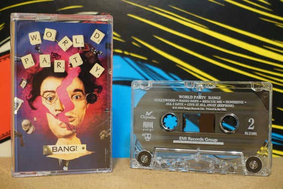World Party Cassette Tape, Bang! Vintage, 90s music, Analog Music, Music Lover Gift
