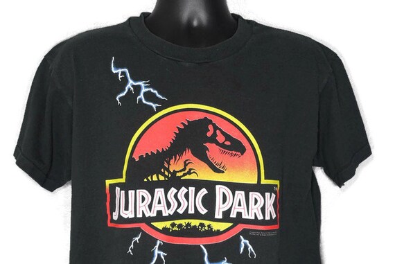 1992 Jurassic Park - Promotional Lightning Logo Movie - Vintage T-Shirt