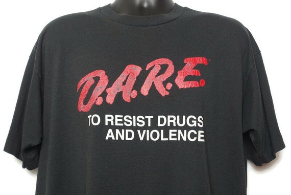 90s D.A.R.E. Vintage T Shirt, DARE To Resist Drugs And Violence, Drug Abuse, Poly Cotton, Vintage Tee T-Shirt, Fruit of the Loom XL Tag