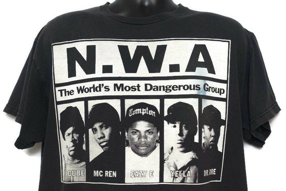 2000s NWA Shirt, Eazy E, Dr Dre, Ice Cube, MC Ren, Yella, Straight Outta Compton, Rap Tee Shirt, Rap Tees, Most Dangerous, Ruthless Records