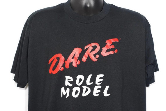 90s D.A.R.E. Vintage T Shirt - Role Model To Resist Drugs And Violence DARE Drug Abuse Resistance Education Program Vintage T-Shirt